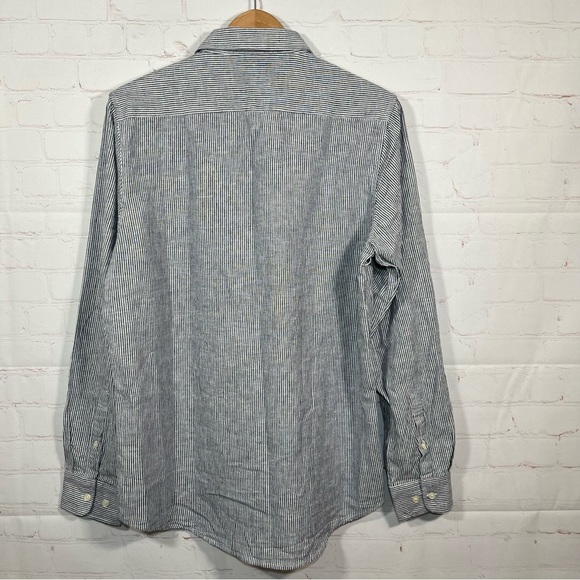 Hydenyoo Linen Blend Button Up Shirt Mens Size Medium Gray Striped - Picture 11 of 11